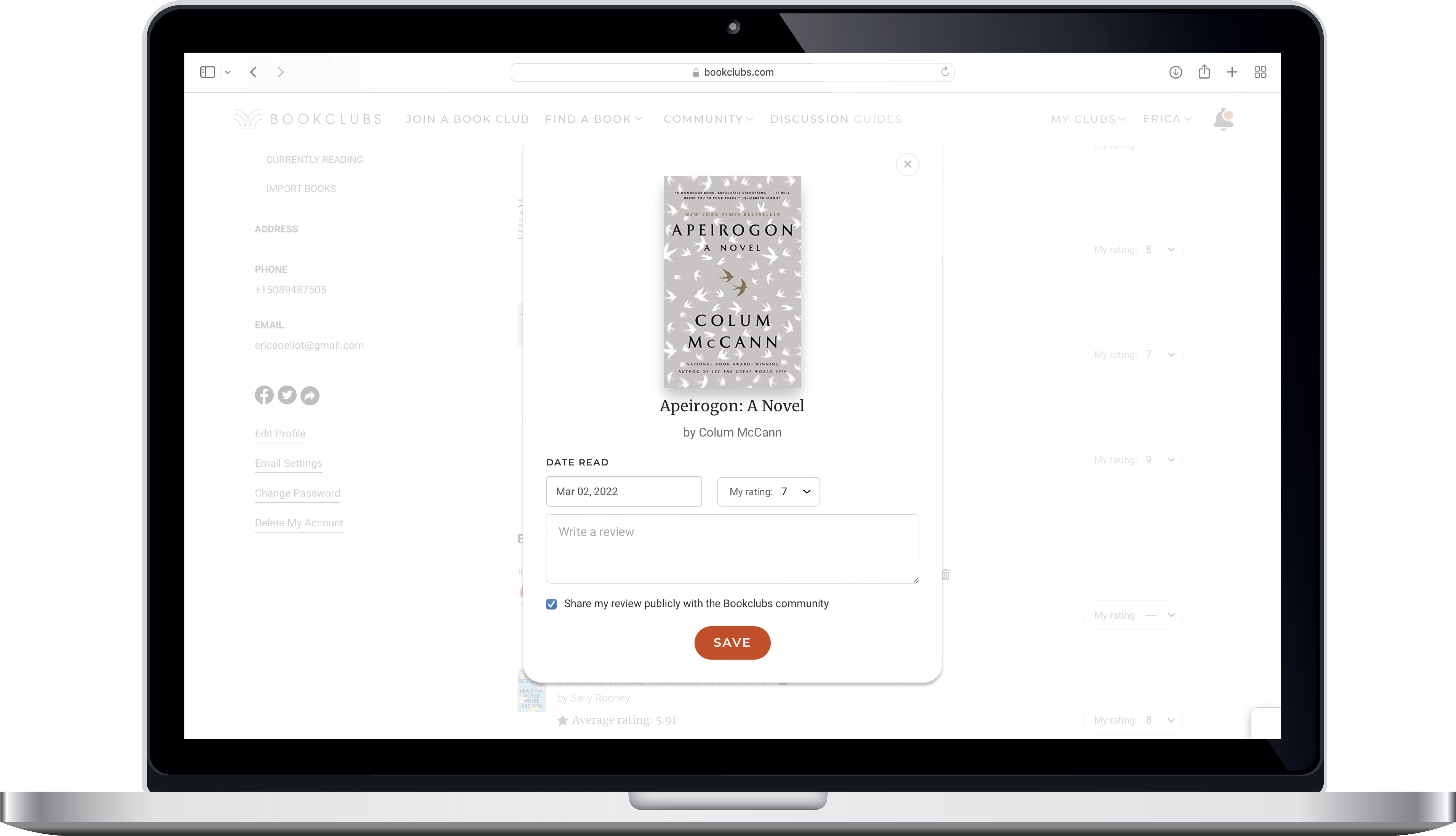 book cover with text form to leave a book review